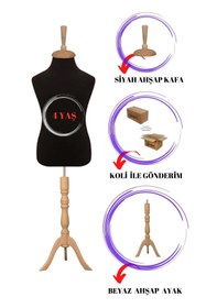 Resim Manken İstanbul Çocuk Siyah Kumaşlı Siyah Üç Ayaklı 4 Yaş Terzi Mankeni Prova Mankeni Vitrin Mankeni 