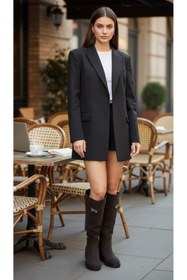 Resim Şan's Shoes Acı Kahve Süet Binici Çizmesi 