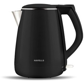 Resim Havells Aqua Plus GHBKTATK150, 1.2 Litres, Stainless Steel Kettle, 360 Degree Cordless Kettle, Boil Dry Protection, Auto Shut off, Assorted colour's (Black/Blue) 