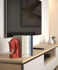 Resim Dekoratif Kitap Tutucu Kübit At Figürlü Biblo Kırmızı 