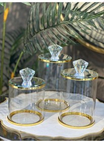 Resim Gold Kuş Detaylı 2 Katlı Porselen Sunumluk Şık Servis Tabağı, Dekoratif Kurabiyelik & İkramlık Standı Gold 