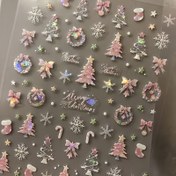 Resim 3D Pembe Noel Kabuğu Tırnak Sanatı Çıkartmaları - Kendinden Yapışkanlı, Hipoalerjenik Plastik Dekorlar Kar Taneleri, Yıldızlar ve Kalplerle Şenlikli Manikürler için | 3D Süslemeler | Detaylı İmaj, Özel Günler İçin Tırnaklar,Parti Tırnakları,Detaylı Desenler,İnce Detaylandırma,Kendinden yapışkanlı 