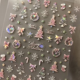 Resim 3D Pembe Noel Kabuğu Tırnak Sanatı Çıkartmaları - Kendinden Yapışkanlı, Hipoalerjenik Plastik Dekorlar Kar Taneleri, Yıldızlar ve Kalplerle Şenlikli Manikürler için | 3D Süslemeler | Detaylı İmaj, Özel Günler İçin Tırnaklar,Parti Tırnakları,Detaylı Desenler,İnce Detaylandırma,Kendinden yapışkanlı 