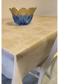 Resim Ithal Pvc Muşamba - Desenli Silinebilir Masa Örtüsü Tnr 08 Krem 