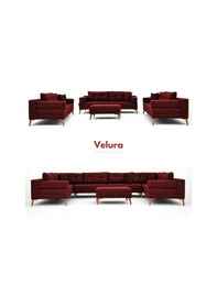 Resim Zeri Modüler Yataklı 3 Adet Üçlü Kanepe & 3'lü Koltuk 3+3+3 - Kırmızı - 172 Kırmızı 