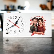 Resim Çiftlere Özel Büyük Aşkımız Karikatürlü Masa Saati 