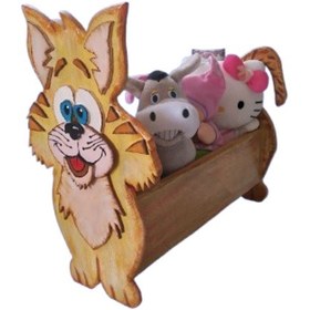 Resim İzwoodcraft Sevi Mli Kedim Çocuk Ve Bebek Odası Kitaplık Ve Oyuncak Sepeti Sarı 