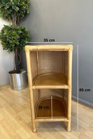 Resim Okman Hawaii 2 Katlı Çok Amaçlı Fiskos Raf Rattan - El Yapımı - Özel Tasarım 35×38×85 cm 