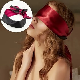 Resim 1 adet Lüks Saten Uyku Maskesi, Yumuşak Bağlama Tasarımı ile Tam Kapsama Göz Maskesi, Rahat Uyku için Siyah, Beyaz ve Kırmızı Kurdele Detayları, Tüm Uyku Konumları için Rahat ve Ayarlanabilir, Rahat Göz Kapakları | Zarif Uyku Aksesuarı | Yumuşak Saten Malzeme, Uyku Maskesi 