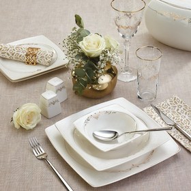 Resim Emsan Ems Fine Bone Lorella Gold 61 Parça 12 Kişilik Yemek Takımı 