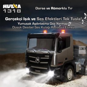 Resim Huına 1318 1/24 Rc Dorse Ve Römorklu Tır Kamyon Uzaktan Kumandalı İş Makinesi Rc Model - 2.4ghz Gerçekçi Similasyon Ses Ve Işık Sistemi 