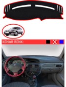 Resim Torpido Koruma Halısı Siyah Kenar Renk Kırmızı Renault Megane 1 İle Uyumlu 