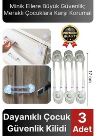 Resim Yeni Üretim Ayarlanır Çekmece Dolap Kapağı Koruma Aparatı Bebek Çocuk Güvenlik Kilidi 3 Adet 17 Cm Çok Renkli 
