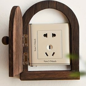 Resim Tek parça Katı Ahşap Yaratıcı Duvar Dekorasyonu Priz Kapağı - Veranda Kapı Göz Kalkanı Priz Koruyucu Toz Kapağı - Elektrik Gerektirmez 