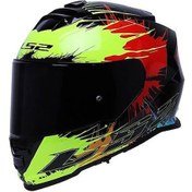 Resim Ls2 Storm 2 Drop Kapalı Motosiklet Kaskı Siyah Camlı Sarı - Kırmızı 