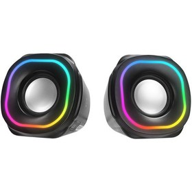 Resim Mikado MD-180 2.0 3W*2 Siyah RGB Aydınlatmalı USB + 3.5mm USB 5V Speaker Hoparlör 