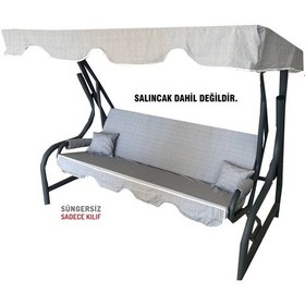 Resim 3 Kişilik Salıncak Minder Seti Süngersiz Kılıfı Gri Bahçe Minderi (547462062) 