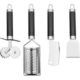 Resim 5DM Siyah Saplı Paslanmaz Çelik 4'lü Kombine Mutfak Seti 