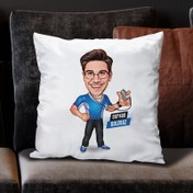 Resim Hakemlik Yapan Erkek Karikatürlü Yastık 
