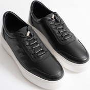 Resim Mubiano Eryon Erkek Siyah Hakiki Deri Casual Sneaker Lastik Detaylı Ayakkabı 