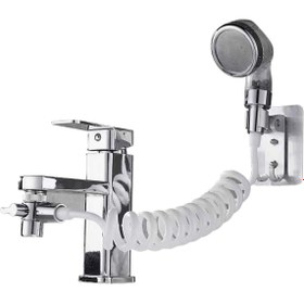 Resim NEWSTORE HOME 2 In 1 Spiral Hortumlu Ayarlanabilir Hareketli Banyo Mutfak Lavabo Musluk Duş Başlığı 