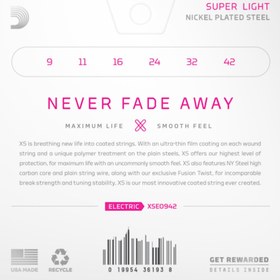 Resim D'Addario XSE0942 XS Nickel Plated Steel Elektro Gitar Teli - Super Light (9-42) 