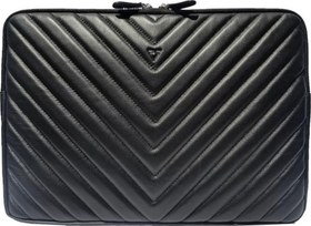 Resim ® GERÇEK DERİ 13" LAPTOP VE A4 EVRAK EL ÇANTASI CLUTCH / 6218 SİYAH (V TİP KUZU) 