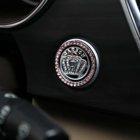 Resim Hightower 1 Adet Pembe Alaşım Çalıştırma Düğmesi Kapağı Anahtarsız Kontak Dekorasyon Aksesuarı 