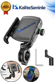 Resim KALİTESENİNLE Gidon ve Ayna Bağlantılı Motosiklet Bisiklet Telefon Tutucu, Hızlı Şarj Özellikli Telefon Tutucu 