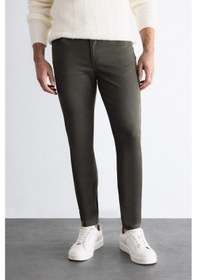 Resim Defacto Chino Kanvas Pantolon Slim Fit Dar Kesim Pamuklu Esnek Dar Paça C9441AX24AUKH444 Haki 