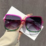 Resim Ekstra Büyük Kare Çerçeve Gözlükler, Üniseks Retro Moda Gradyan Renkli Çerçeveli Günlük Gözlük 