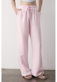 Resim Pembe Beli Lastikli Bol Paça Pantolon Pembe 