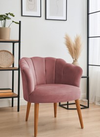 Resim Azra Mobilya Papatya Babyface Kumaş Modern Berjer Koltuk – 13 Renk Seçeneği - Gül Kurusu 