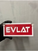 Resim Kırmızı Renk Üzeri Beyaz Renk Evlat Yazılı Vantuzlu Cam Süsü 