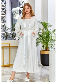 Resim Cossy By Aqua Cossybyaqua 23622 Penye Saten Dantel Detaylı Lohusa Sabahlık 
