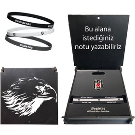 Resim Beşiktaş Lisanslı Siyah Kartal Ahşap Kutulu 3 lü Bileklik 