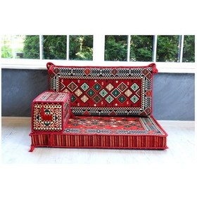Resim Şark Köşesi Takımı , 95 cm Yer Minderi Takımı (Sünger Dahil) Şili Modeli (3 Parça) 