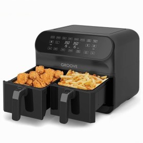Resim Hype Store Groove Max XXL 1800W (4Lt+4Lt) 8Lt Çift Hazneli Airfryer Air Fryer Yağsız Sıcak Hava Fritözü Siyah 