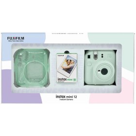 Resim Fujifilm Instax mini 12 Yeşil Fotoğraf Makinesi 10'lu Film ve Pleksi Kılıf Bundle Box 