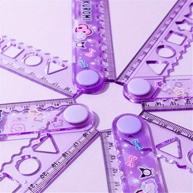 Resim Sanrio Licenses Kuromi And Friends Folding Ruler - 12-Inch Plastic Straight And Wavy Edges, Geometric Pattern Drawing And Office Supplies 