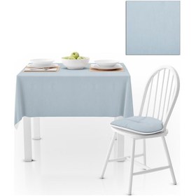 Resim Buz Mavisi Düz Renk Petek Dokuma Masa Örtüsü 120x140 