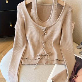 Resim Kadınların Şık İki Tonlu V Yaka Üstü - Dar Kesim Uzun Kollu Crop Top ile Bağ Detaylı, Yumuşak Pembe ve Beyaz, Rahat Sonbahar/Kış Katman Parçası, Rahat Giyim Üstü | V Yaka Üstü | İnşaat, Crop Top Bluz, Kadınların Zarif V Yaka Kazak, V Yaka Kazak Kadın, V Yaka Kazak Kadın, V Yaka Kazak Üst, Kadınlar için Kış Giyim, Kadınlar için Sonbahar Giyim, Kadınlar için Kış Kazak, Kadınlar için Sonbahar Kazak, Kadınlar için Kazaklar 