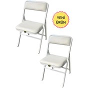 Resim Hey Modüler Mobilya Beyaz 2'li Katlanır Piknik Kamp Sandalyesi 