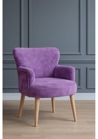 Resim Waterybrook Modern Welsoft Berjer Koltuk Demonte Ahşap Ayak 12 Renk Seçeneği - Lila Lila 