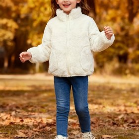 Resim JOMAKE Kızlar için Peluş Fleece Ceket - Rahat Kahverengi Stand Yaka Rüzgar Geçirmez Fermuarlı Mont ile Cebi, Uzun Kollu Rahat Dış Giyim, Sonbahar/Kış için Mükemmel, Açık Hava Oyunları ve Rahat Giyim için, Kızlar için Kışlık Mont, Canlı Tasarım, Yumuşak Dokulu 