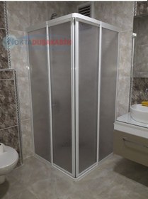 Resim Nokta Duşakabin 90 x 90 Teknesiz Plastik Mika Camlı Duşakabin Şeffaf 