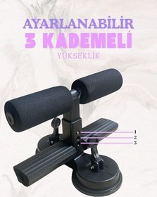 Resim Çift Vantuzlu Mekik Çekme Metal Spor Aleti Ayak Destek Direnç Lastikli Karın Egzersizi Spor Egzersiz 