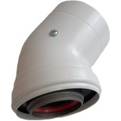 Resim 45 Derece Hermetik Kombi Baca Dirseği Şofben Baca Dirseği Beyaz 