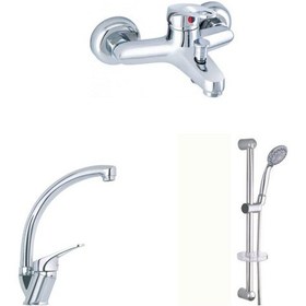 Resim Erce Mix Banyo + Kuğu Eviye Bataryası Sürgülü Duş Takımı 