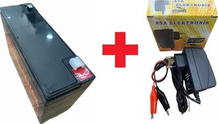 Resim 6 Volt 12 Amper 6v 12ah Akü Ve 6 Volt Aküler Için Şarj Cihazı Adaptörü + Timsah Maşalı Kablo Ata Elektronik